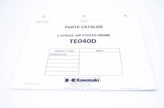 New OEM Kawasaki 99911-A705 Parts Catalog TE040D NOS