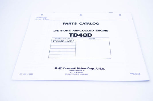 New OEM Kawasaki 99910-2392 Parts Catalog TD48D NOS