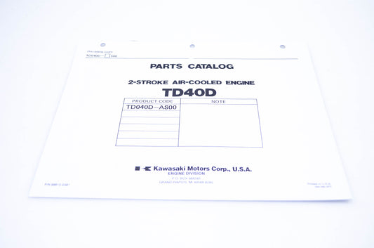 New OEM Kawasaki 99910-2391 Parts Catalog TD40D NOS
