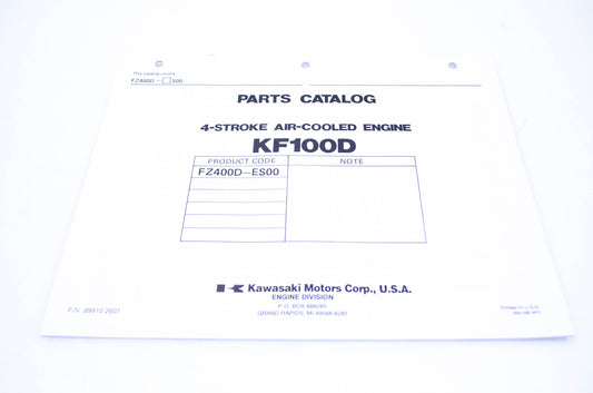 New OEM Kawasaki 99910-2607 Parts Catalog KF100D NOS