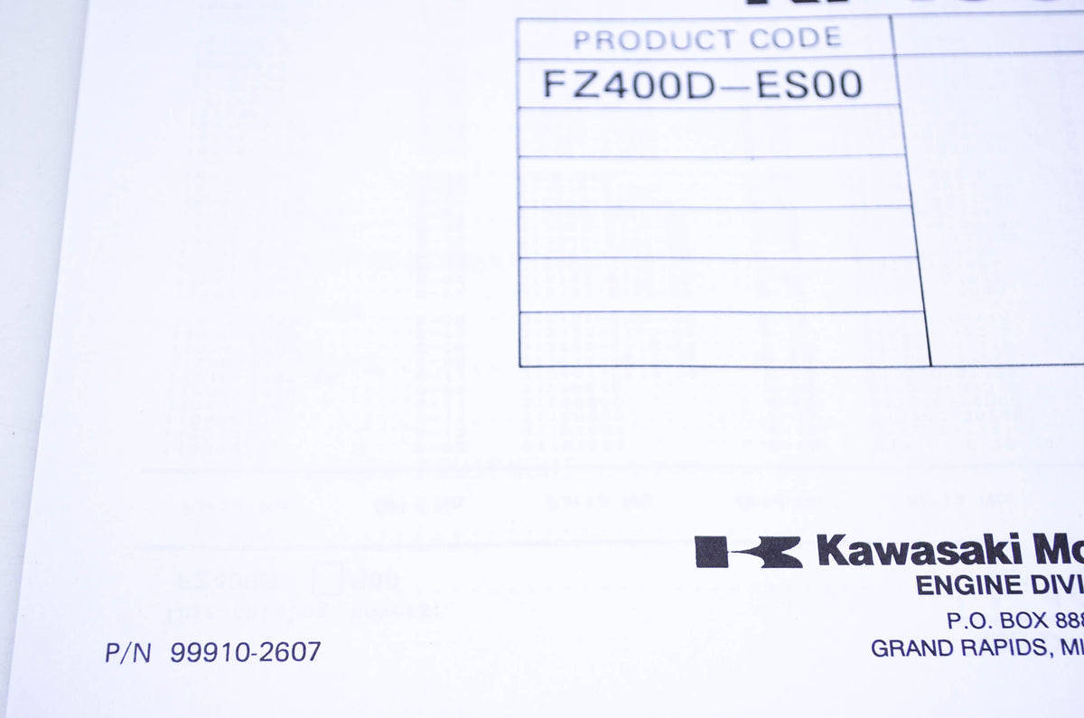 New OEM Kawasaki 99910-2607 Parts Catalog KF100D NOS