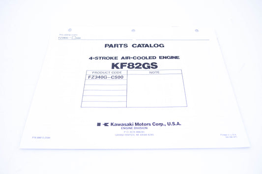 New OEM Kawasaki 99910-2594 Parts Catalog KF82GS NOS