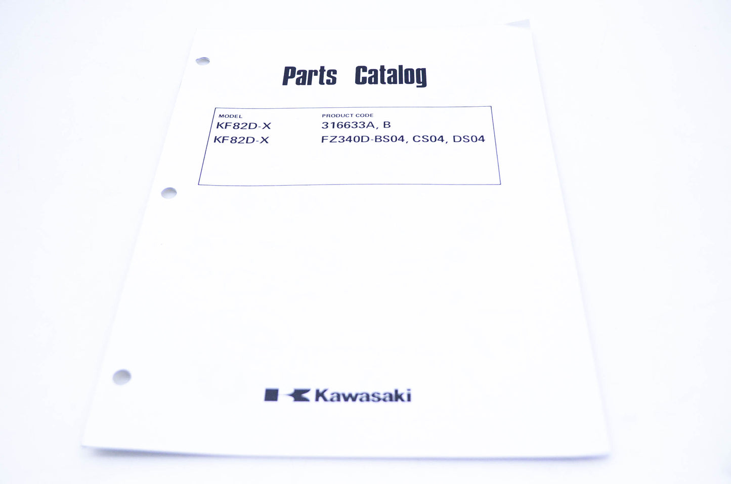 New OEM Kawasaki 99910-2189 Parts Catalog KF82D-X NOS