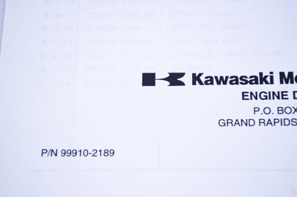 New OEM Kawasaki 99910-2189 Parts Catalog KF82D-X NOS