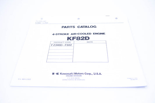 New OEM Kawasaki 99910-2603 Parts Catalog KF82D NOS