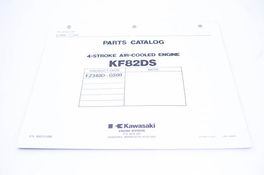 New OEM Kawasaki 99910-2496 Parts Catalog KF82DS NOS