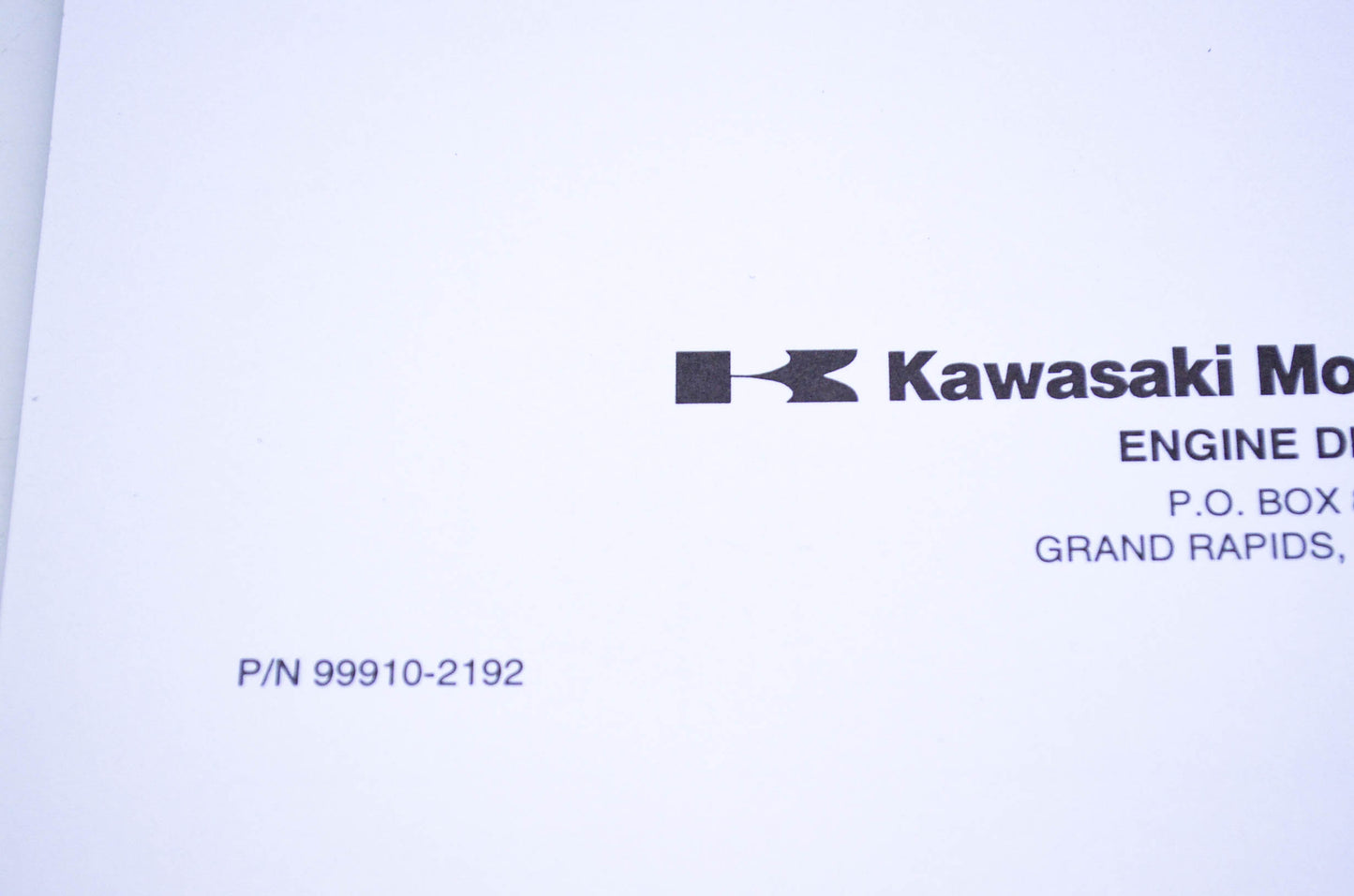 New OEM Kawasaki 99910-2192 Parts Catalog KF34D NOS