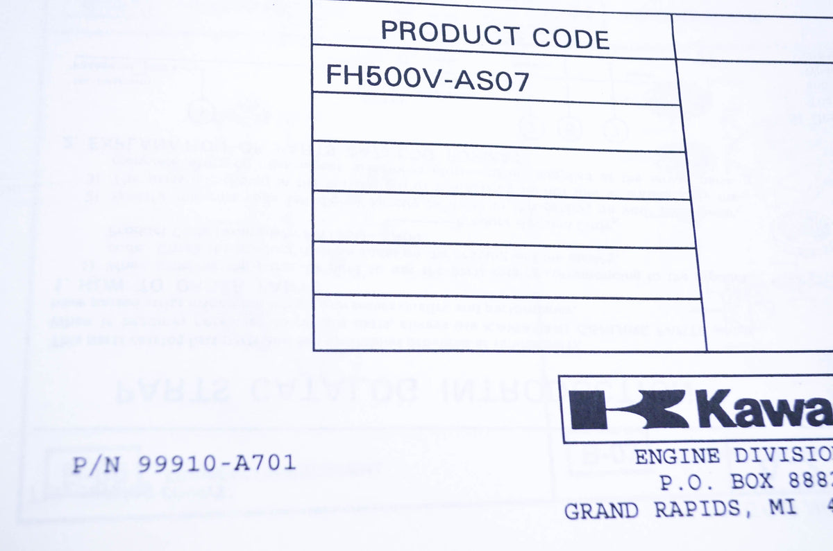 New OEM Kawasaki 99910-A701 Parts Catalog FH500V NOS