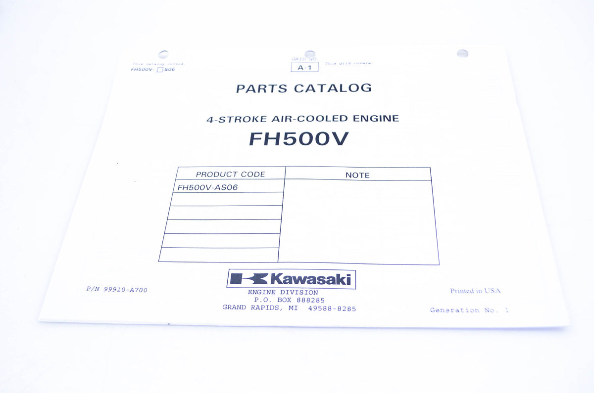 New OEM Kawasaki 99910-A700 Parts Catalog FH500V NOS