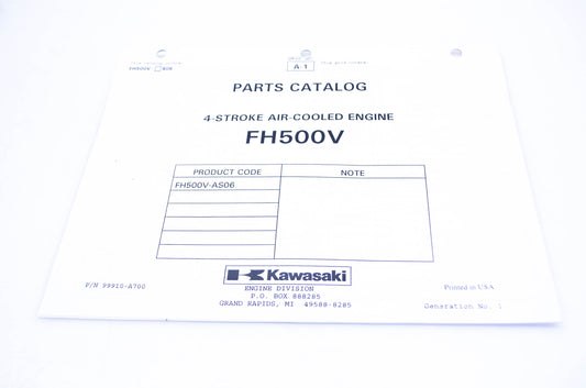 New OEM Kawasaki 99910-A700 Parts Catalog FH500V NOS