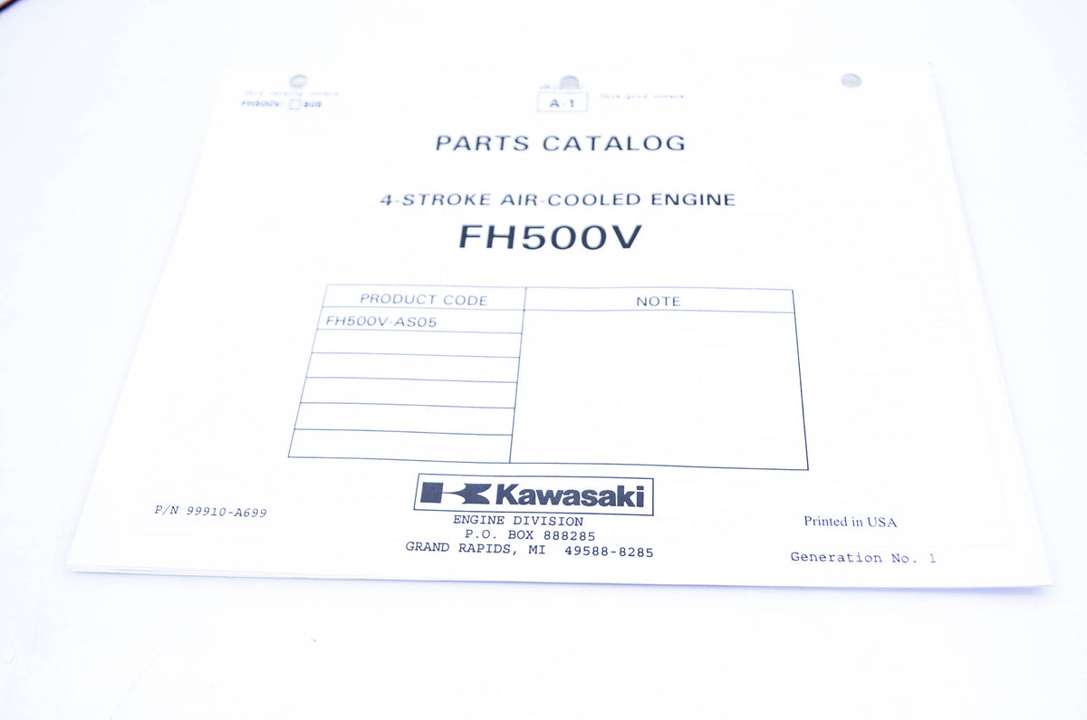 New OEM Kawasaki 99910-A699 Parts Catalog FH500V NOS