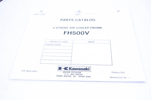 New OEM Kawasaki 99910-A699 Parts Catalog FH500V NOS