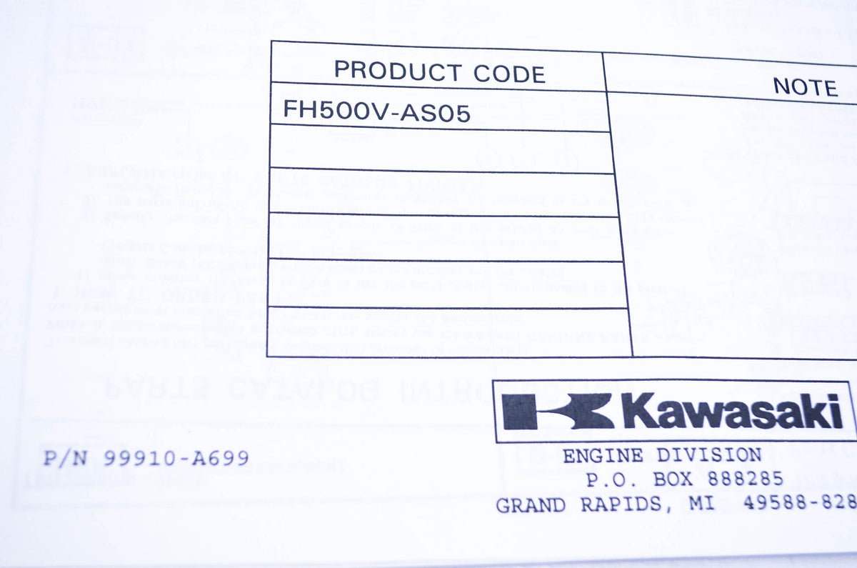 New OEM Kawasaki 99910-A699 Parts Catalog FH500V NOS