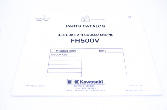 New OEM Kawasaki 99910-A687 Parts Catalog FH500V NOS