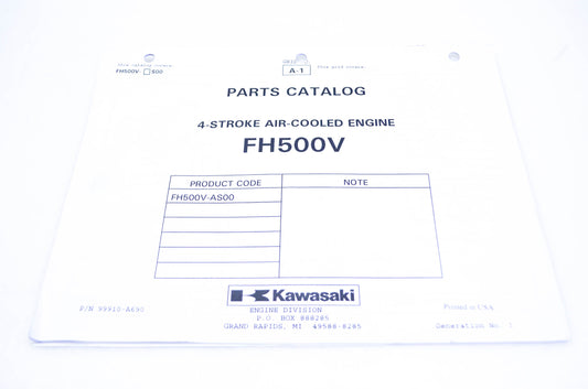 New OEM Kawasaki 99910-A690 Parts Catalog FH500V NOS