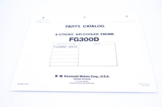 New OEM Kawasaki 99910-2371 Parts Catalog FG300D NOS