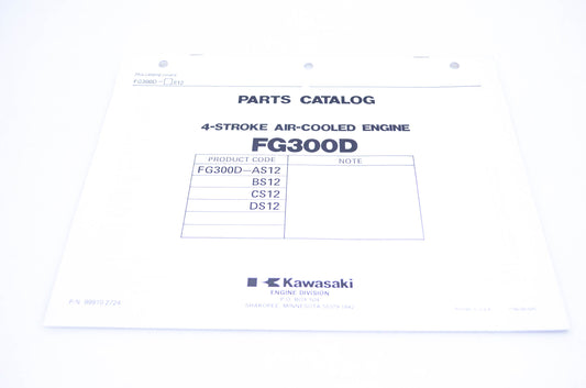 New OEM Kawasaki 99910-2724 Parts Catalog FG300D NOS