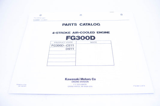 New OEM Kawasaki 99910-2676 Parts Catalog FG300D NOS