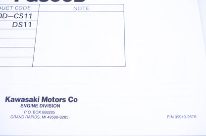 New OEM Kawasaki 99910-2676 Parts Catalog FG300D NOS