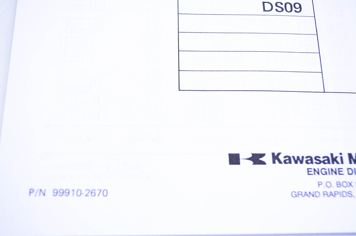 New OEM Kawasaki 99910-2670 Parts Catalog FG300D NOS
