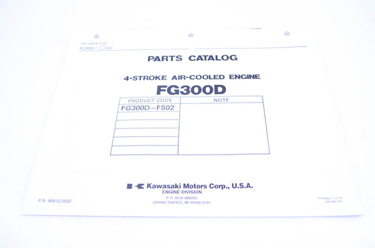 New OEM Kawasaki 99910-2592 Parts Catalog FG300D NOS