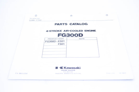 New OEM Kawasaki 99910-2542 Parts Catalog FG300D NOS