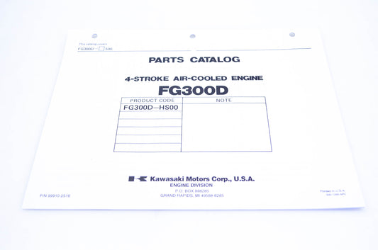 New OEM Kawasaki 99910-2516 Parts Catalog FG300D NOS