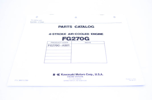 New OEM Kawasaki 99910-2366 Parts Catalog FG270G NOS