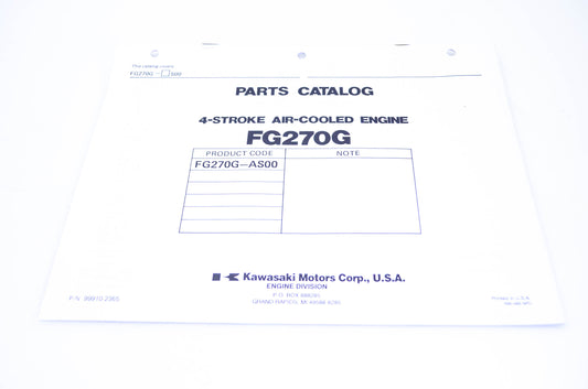 New OEM Kawasaki 99910-2365 Parts Catalog FG270G NOS