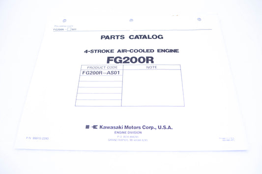 New OEM Kawasaki 99910-2293 Parts Catalog FG200R NOS
