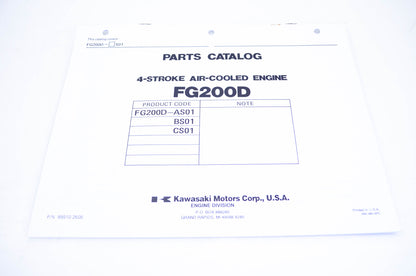 New OEM Kawasaki 99910-2605 Parts Catalog FG200D NOS