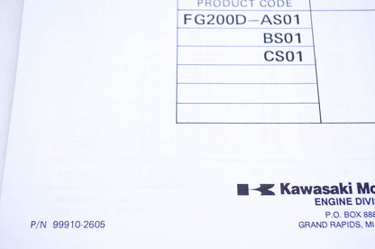 New OEM Kawasaki 99910-2605 Parts Catalog FG200D NOS
