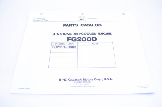 New OEM Kawasaki 99910-2439 Parts Catalog FG200D NOS