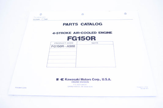 New OEM Kawasaki 99910-2294 Parts Catalog FG150R NOS