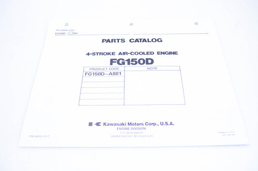 New OEM Kawasaki 99910-2317 Parts Catalog FG150D NOS