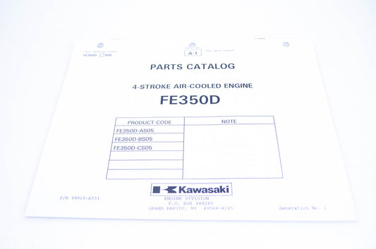 New OEM Kawasaki 99910-A551 Parts Catalog FE350D NOS