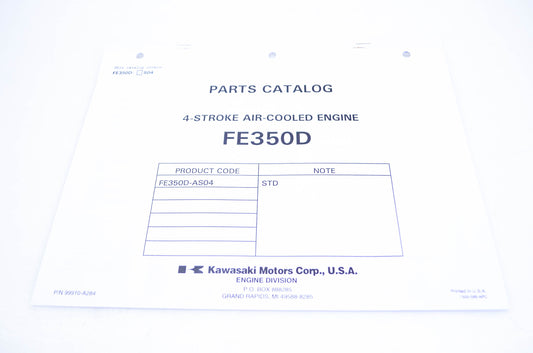 New OEM Kawasaki 99910-A284 Parts Catalog FE350D NOS