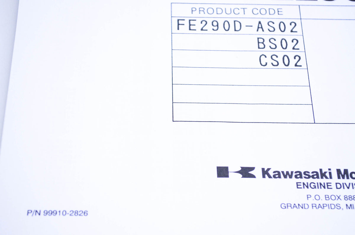 New OEM Kawasaki 99910-2826 Parts Catalog FE290D NOS