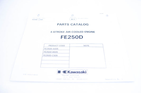 New OEM Kawasaki 99910-A632 Parts Catalog FE250D NOS