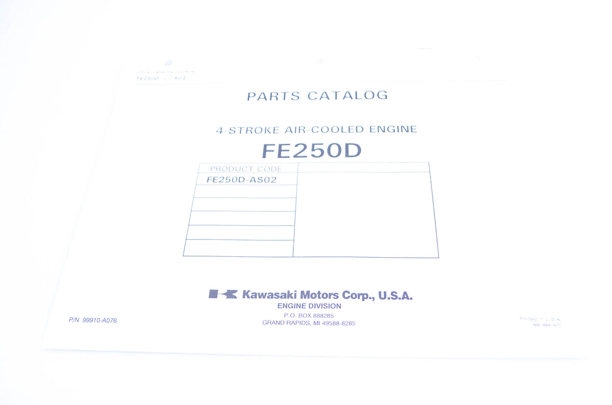 New OEM Kawasaki 99910-A076 Parts Catalog FE250D NOS