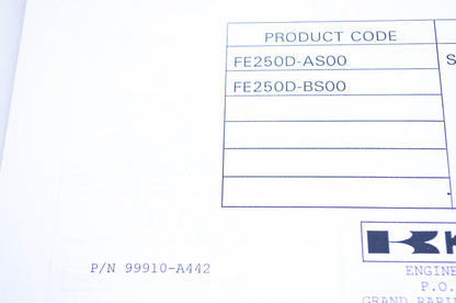 New OEM Kawasaki 99910-A442 Parts Catalog FE250D NOS
