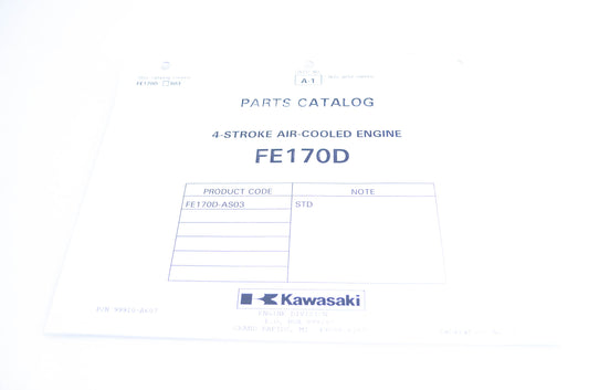New OEM Kawasaki 99910-A607 Parts Catalog FE170D NOS