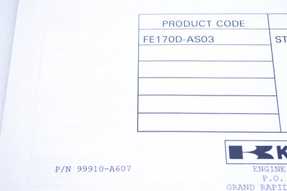 New OEM Kawasaki 99910-A607 Parts Catalog FE170D NOS