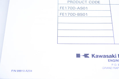 New OEM Kawasaki 99910-A204 Parts Catalog FE170D NOS