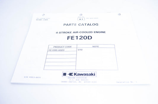 New OEM Kawasaki 99910-A606 Parts Catalog FE120D NOS