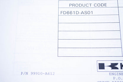 New OEM Kawasaki 99910-A612 Parts Catalog FD661D NOS