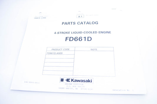 New OEM Kawasaki 99910-A611 Parts Catalog FD661D NOS