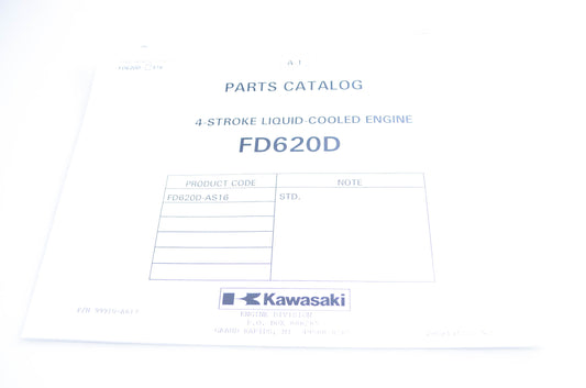 New OEM Kawasaki 99910-A617 Parts Catalog FD620D NOS