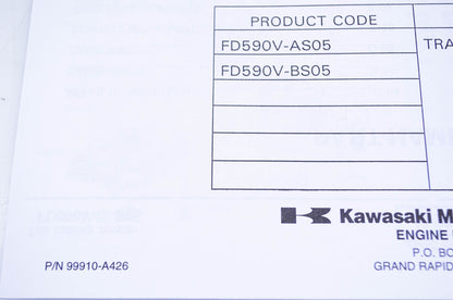 New OEM Kawasaki 99910-A426 Parts Catalog FD590V NOS