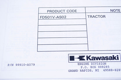 New OEM Kawasaki 99910-A579 Parts Catalog FD501V NOS